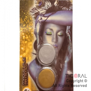 MAQUILLAJE ARTISTICO METALIZADO DORADO Y PLATEADO (4GR SET X 2) x 3